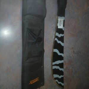 SOG Black and White Machete with Sheath